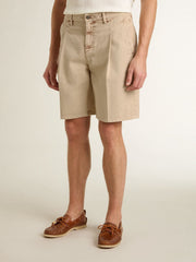Golden Goose Men's Bermuda shorts in beige denim with a lived-in look finish