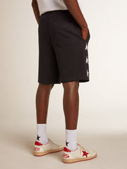 Golden Goose Men's black bermuda shorts with white stars