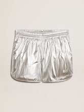 Golden Goose Men's running shorts in silver fabric