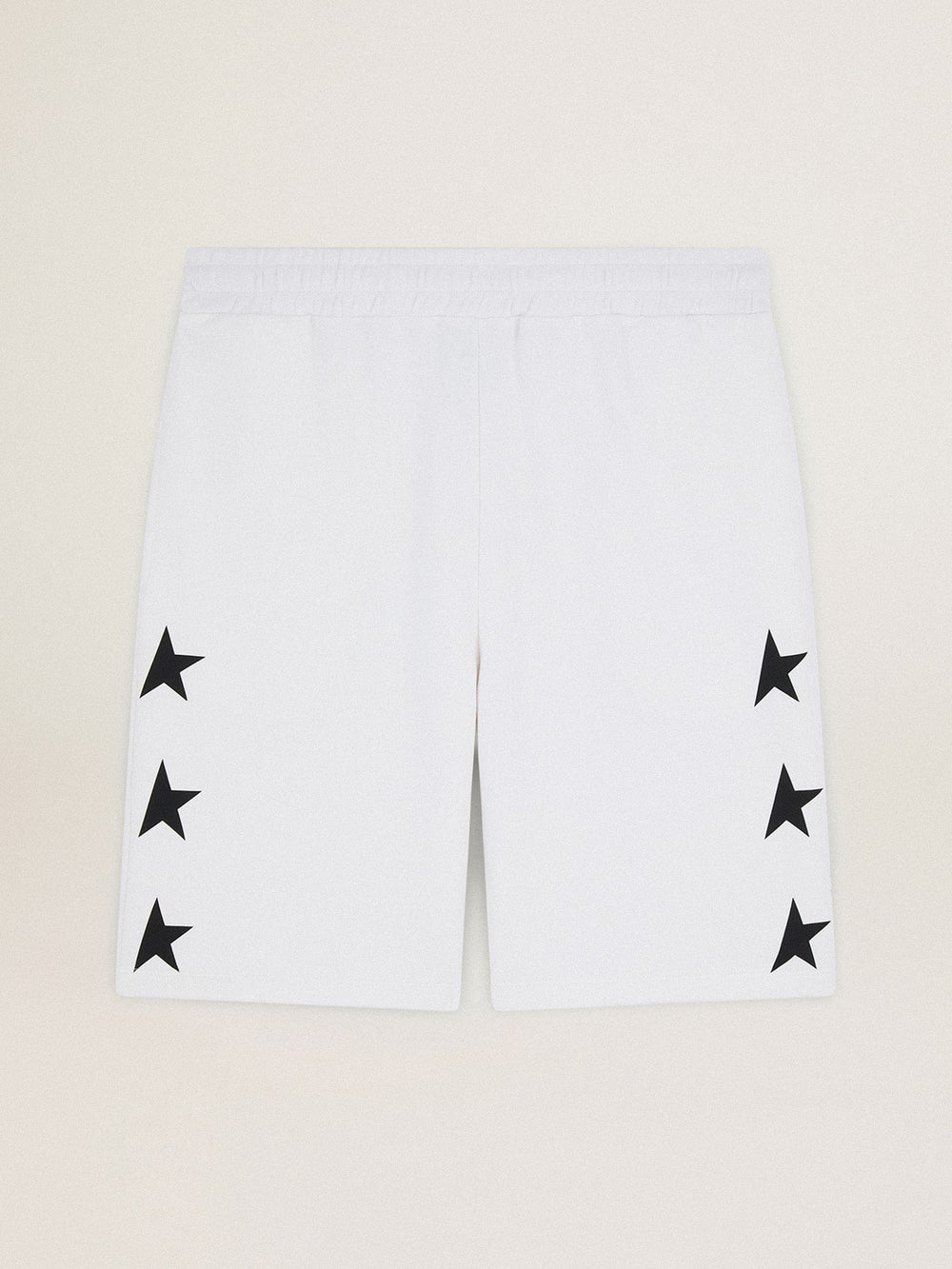Golden Goose Men's vintage white bermuda shorts with contrasting black stars