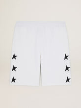 Golden Goose Men's vintage white bermuda shorts with contrasting black stars