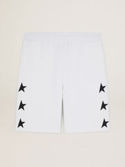 Golden Goose Men's vintage white bermuda shorts with contrasting black stars