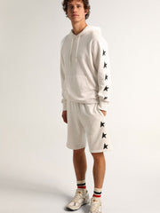 Golden Goose Men's vintage white bermuda shorts with contrasting black stars
