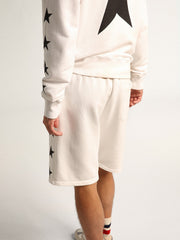 Golden Goose Men's vintage white bermuda shorts with contrasting black stars