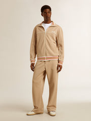 Golden Goose Men’s light beige joggers with white logo