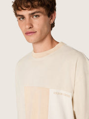 Golden Goose Men's T-shirt in cotton jersey with white and beige patchwork effect