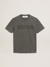 Golden Goose Men's anthracite gray T-shirt with distressed treatment