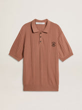 Golden Goose Men's brick-colored polo with embroidered logo.