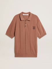 Golden Goose Men's brick-colored polo with embroidered logo.