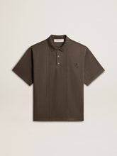 Golden Goose Men's cotton polo shirt in anthracite gray with embroidery