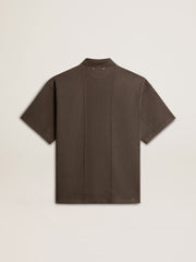 Golden Goose Men's cotton polo shirt in anthracite gray with embroidery
