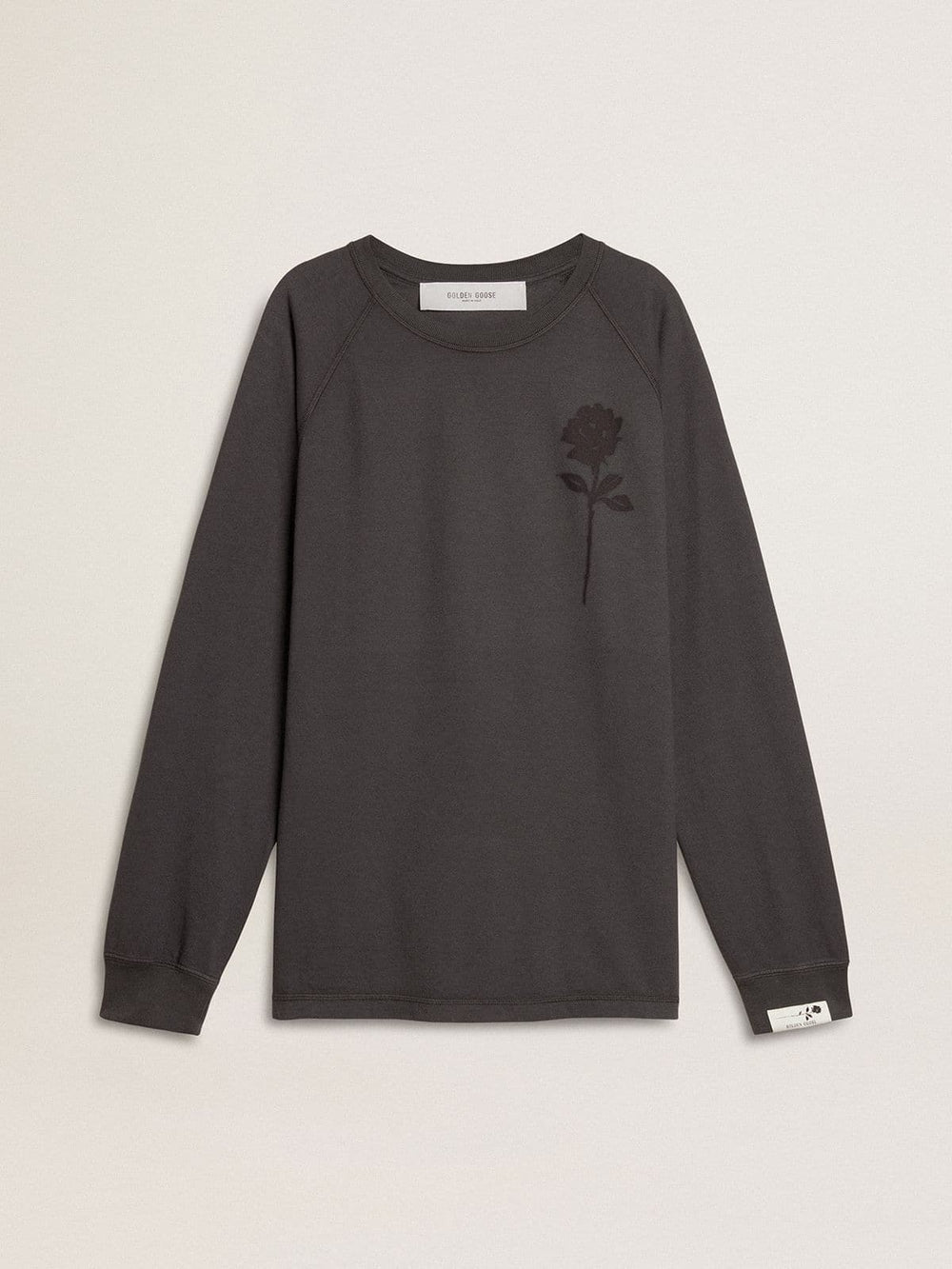 Golden Goose Men's T-shirt in anthracite-colored cotton with print on the chest