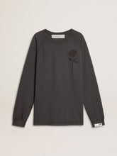 Golden Goose Men's T-shirt in anthracite-colored cotton with print on the chest