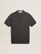 Golden Goose Men’s short-sleeved polo shirt in gray merino wool