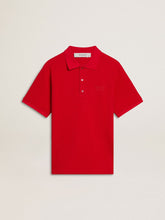 Golden Goose Men's polo shirt in red cotton piquet