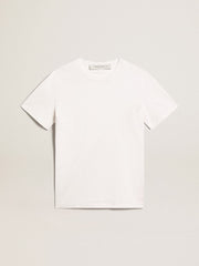 Golden Goose Men's white T-shirt with distressed treatment
