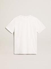 Golden Goose Men's white T-shirt with distressed treatment