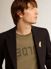 Golden Goose Men's olive green T-shirt with Golden lettering