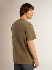 Golden Goose Men's olive green T-shirt with Golden lettering