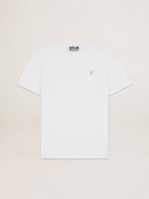 Golden Goose Men's white T-shirt with silver glitter star on the front