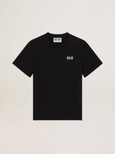 Golden Goose Men's black T-shirt with contrasting white logo and star