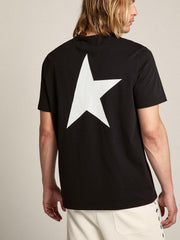Golden Goose Men's black T-shirt with contrasting white logo and star