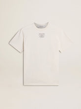 Golden Goose Men's worn-white cotton T-shirt with black lettering