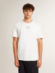 Golden Goose Men's worn-white cotton T-shirt with black lettering