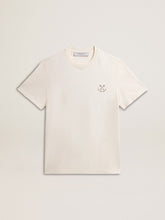 Golden Goose Men's cotton T-shirt in aged white with print on the heart