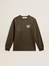 Golden Goose Men's long-sleeved T-shirt in anthracite gray cotton with logo on the back