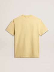 Golden Goose Men's cotton T-shirt in pale yellow with faded lettering