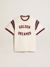 Golden Goose Men’s white T-shirt with burgundy lettering on the front