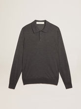 Golden Goose Men’s long-sleeved polo shirt in gray merino wool