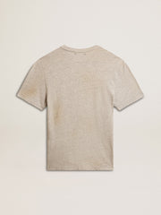 Golden Goose Men's gray cotton T-shirt with vintage print on the front