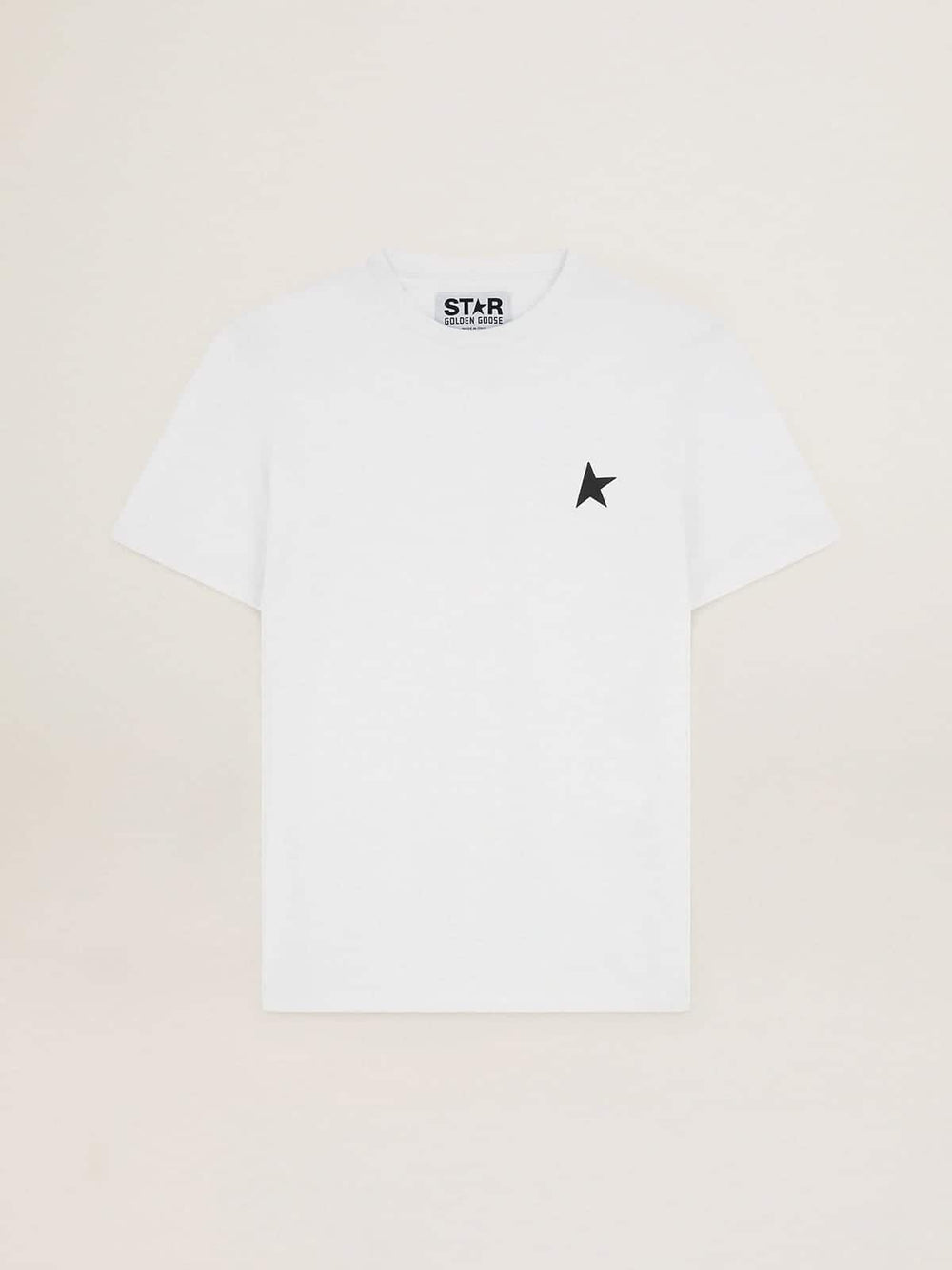 Golden Goose White Star Collection T-shirt with black star on the front