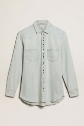 Golden Goose Men's bleached denim shirt with hammered studs