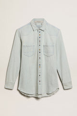 Golden Goose Men's bleached denim shirt with hammered studs