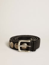 Golden Goose Black Trinidad belt in washed leather with studs