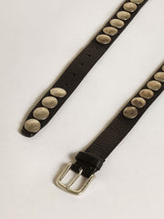 Golden Goose Black Trinidad belt in washed leather with studs