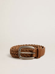 Golden Goose Houston belt in dove-gray woven leather