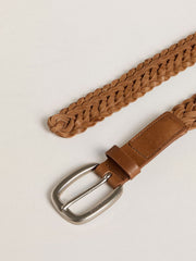 Golden Goose Houston belt in dove-gray woven leather