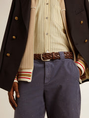 Golden Goose Men's dark brown woven leather belt