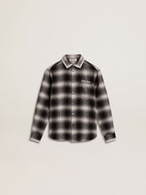 Golden Goose Kids' black and white checked shirt with white embroidery