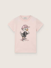 Golden Goose Journey T-shirt for girls in pink cotton jersey with digital mascot print
