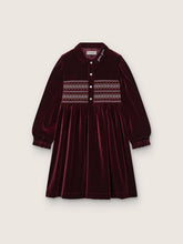 Golden Goose Girls’ burgundy velvet-effect dress with embroidery on the front