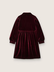 Golden Goose Girls’ burgundy velvet-effect dress with embroidery on the front