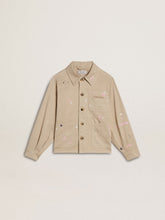 Golden Goose Kids’ beige jacket with multicolor splashes