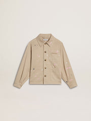 Golden Goose Kids’ beige jacket with multicolor splashes