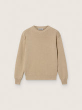Golden Goose Unisex Golden beige ribbed sweater for kids with logo on the back