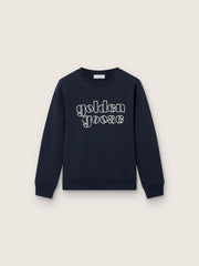 Golden Goose Journey boys’ sweatshirt in blue cotton blend with a contrasting logo